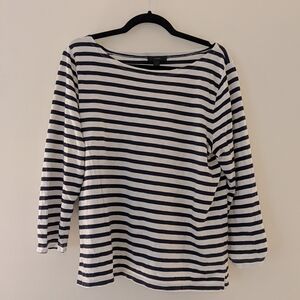 J. Crew Navy and White Striped Long Sleeve Tee